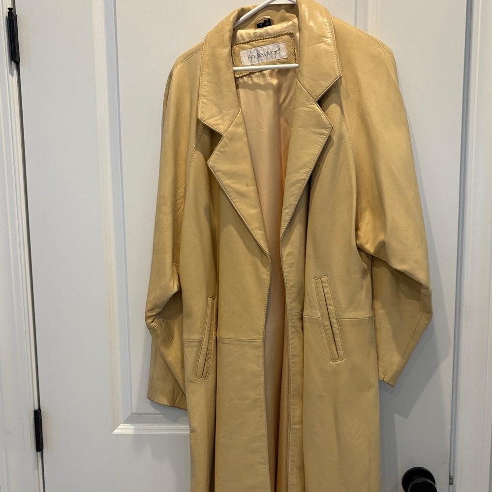 Andrew Marc Cream Leather Coat